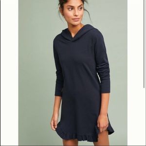 Anthropologie Sundays Navy Hooded Ruffle Dress XS